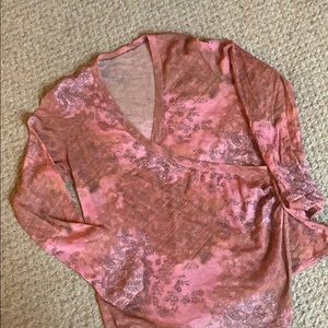 Sheer long sleeve wrap style top